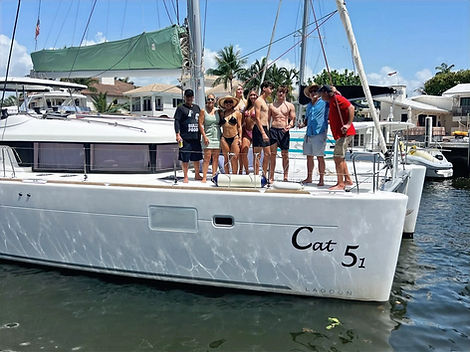 Cat 5-1 catamaran rental Fort Lauderdale — luxury Lagoon yacht for private charters, group parties, and family cruises