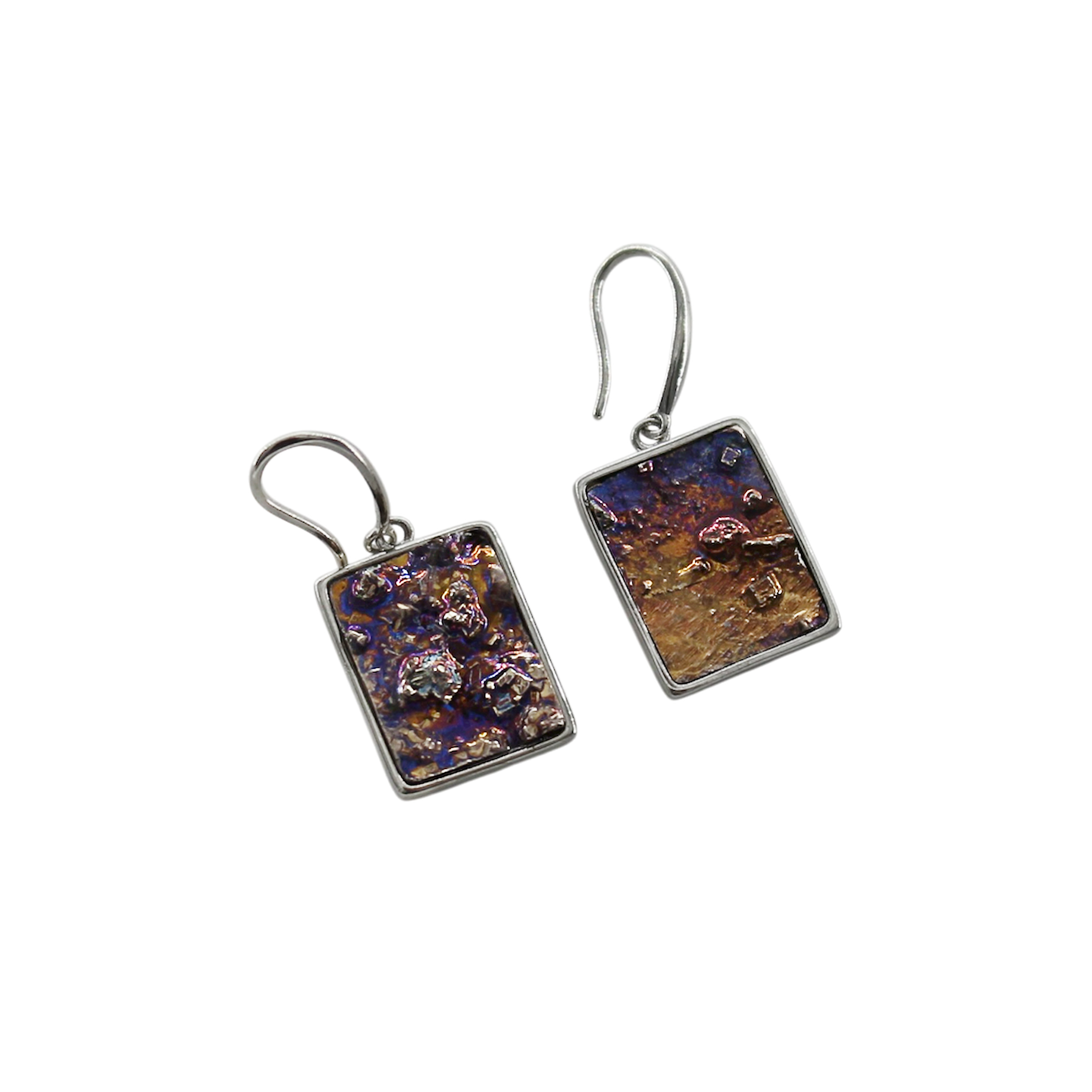 Large Rectangular Bismuth Earrings