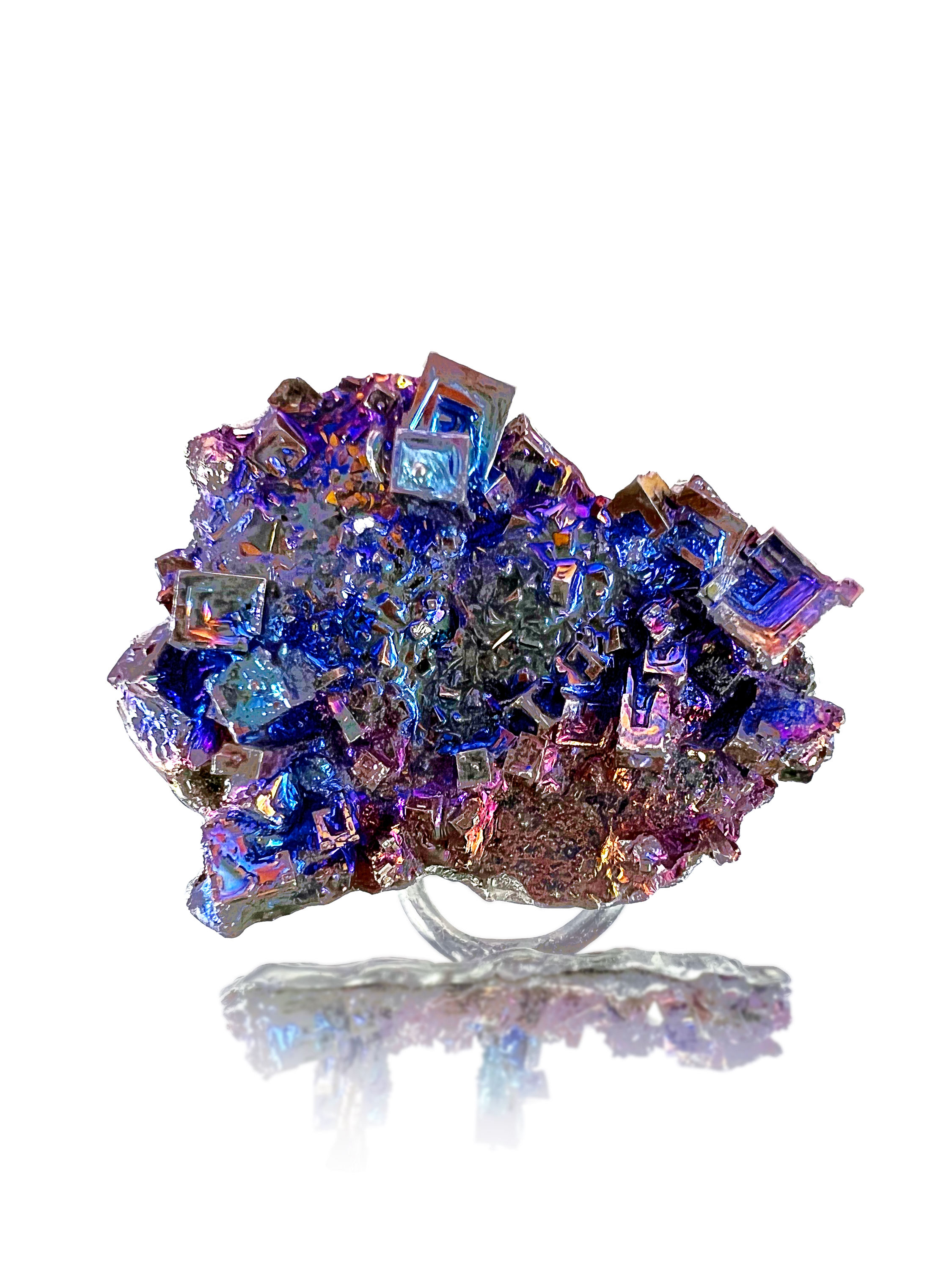Stelring Silver Ring with Crystallised Purple Bismuth #4