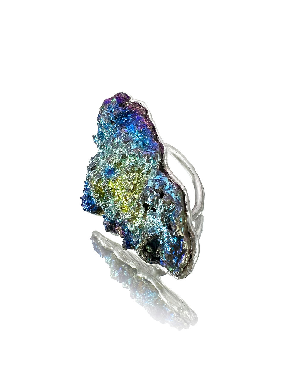 Thumbnail: Sterling Silver Ring with Yellow and Blue Bismuth #7