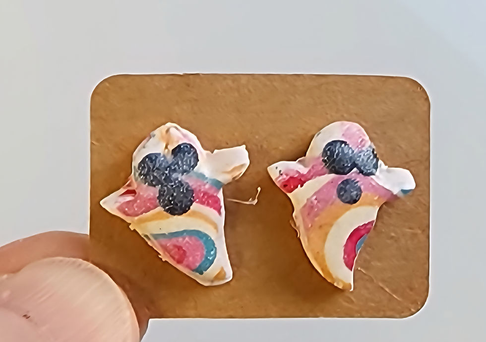 Handmade colorful polymer clay ghost earrings