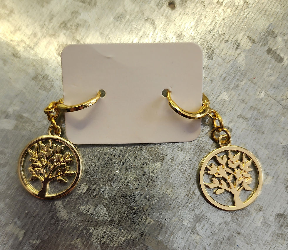 Gold Tree of Life Dangle Huggies