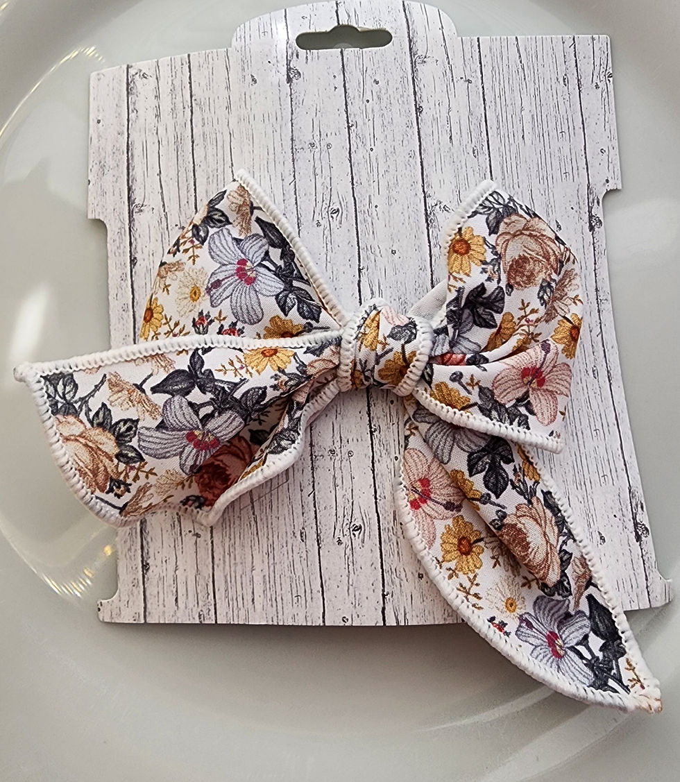 Fall floral fabric hair bow with autumn colors