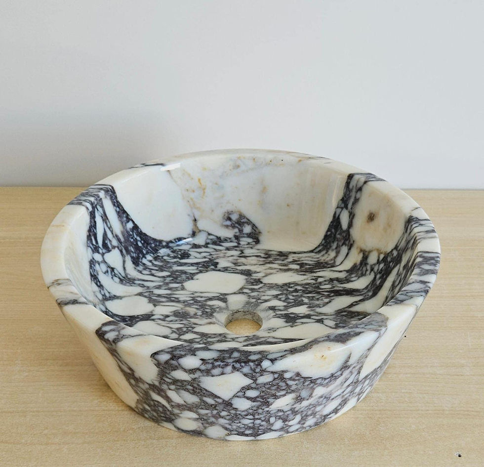 Küçük resim: Handcrefted Calacatta Viola Round Marble Sink, Luxury Bathroom Stone Basin, Marb