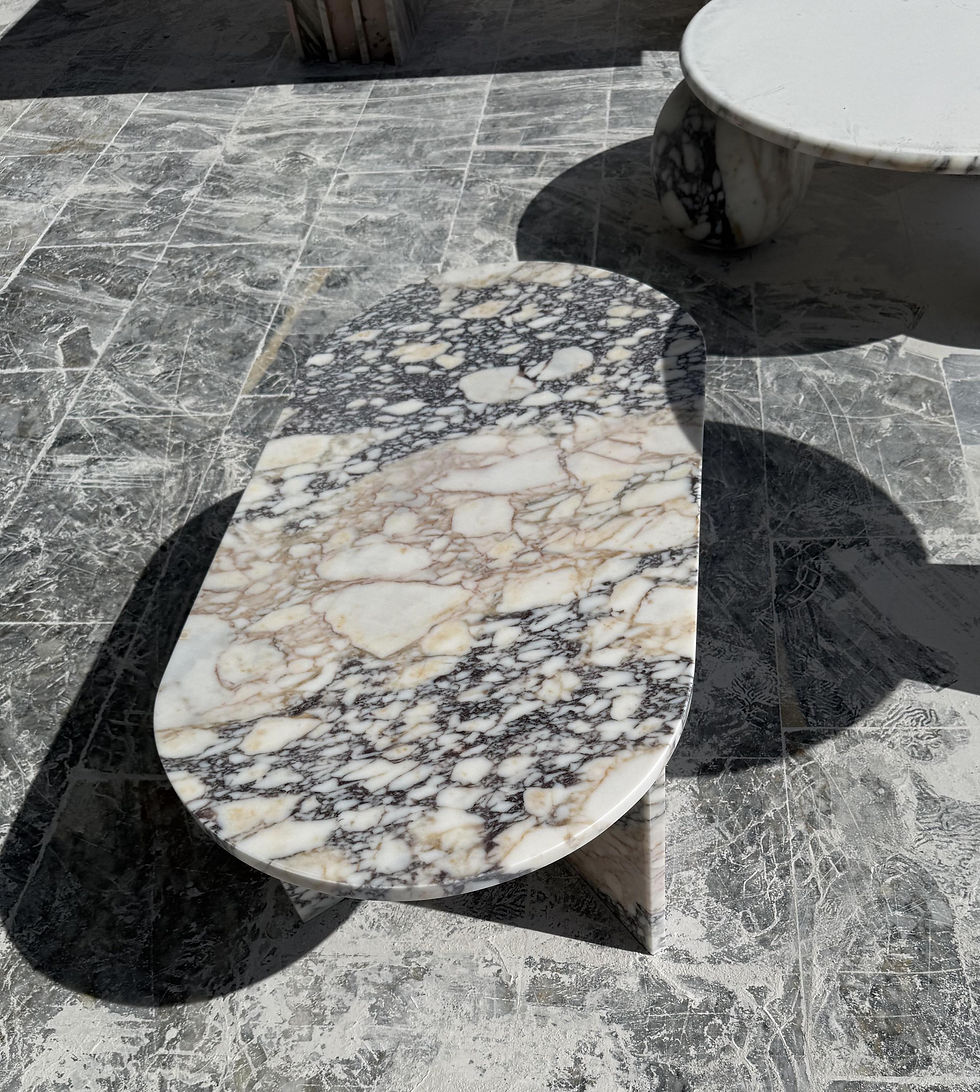 Küçük resim: Handcrafted Calacatta Viola Marble Table, natural Stone Oval Coffee Table, Sculp
