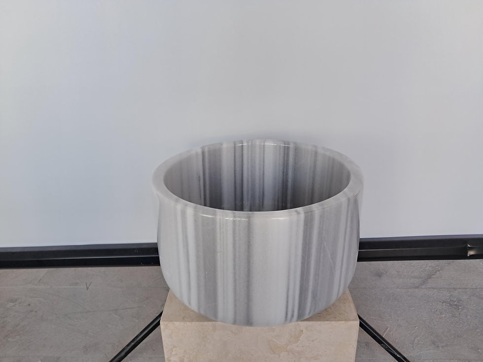 Küçük resim: Handcrafted Round Stone Basin, Grey Marble Sink, Luxury Bathroom Vessel, Luxury 