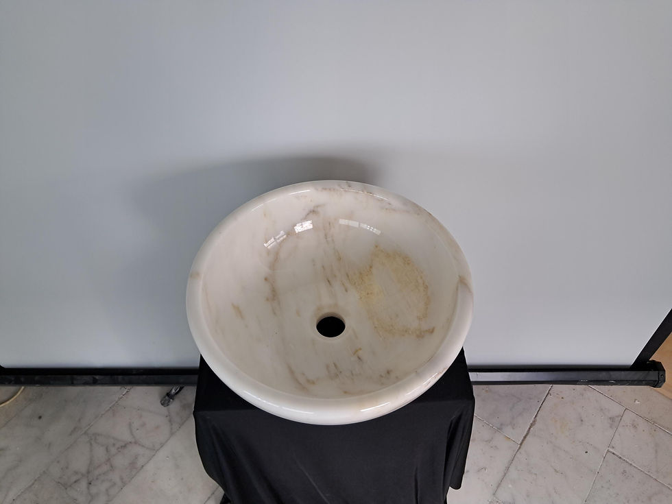 Thumbnail: Calacatta Gold Marble Vessel Sink, Round Polished Stone Basin, Luxury Marble Van