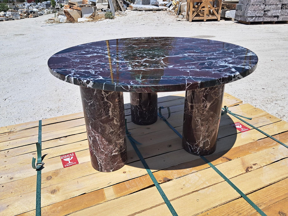 Küçük resim: Handcrafted Rosso Levanto Marble Coffee Table, natural Stone Coffee Table, Marbl