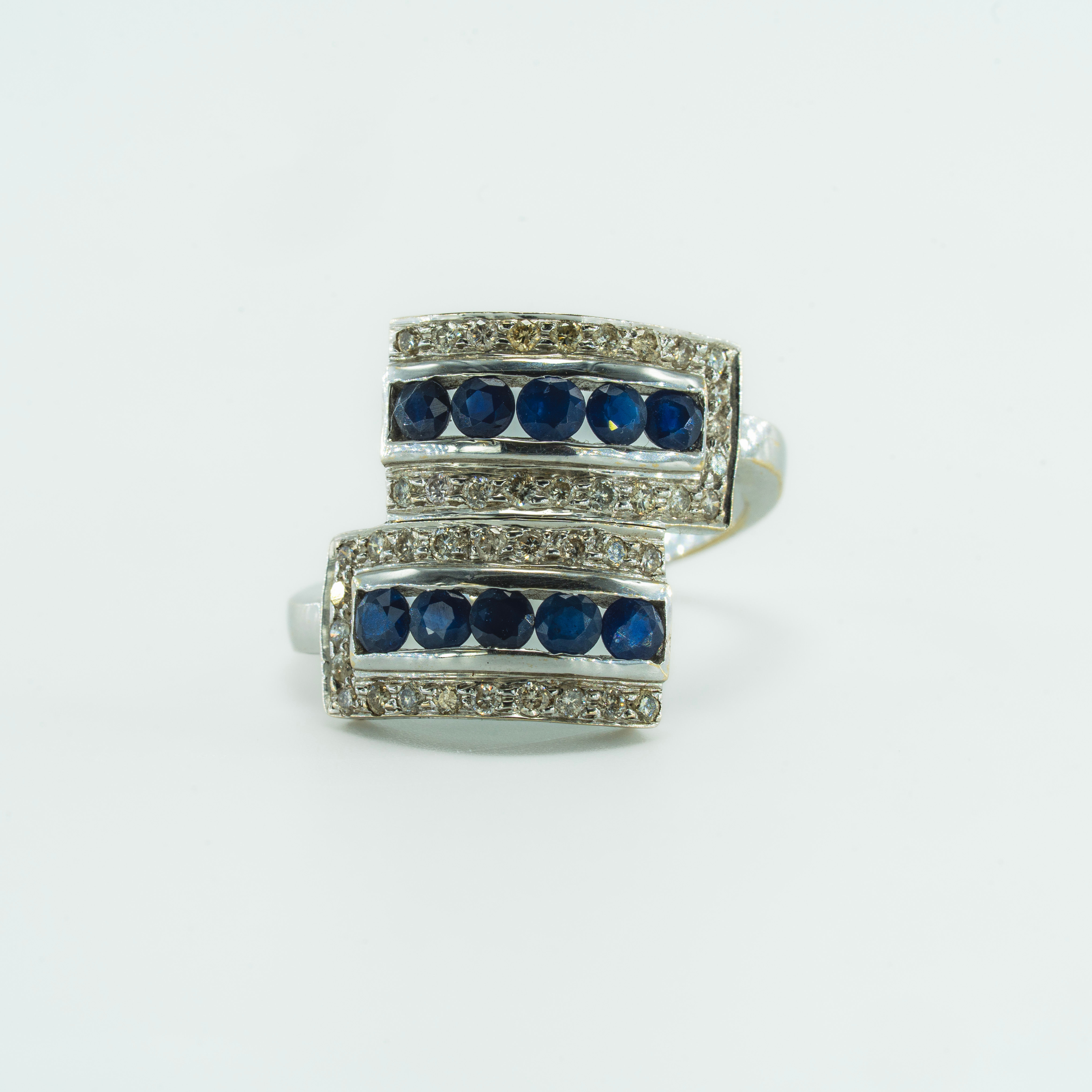 Sapphire Diamond 18k White Gold Ring