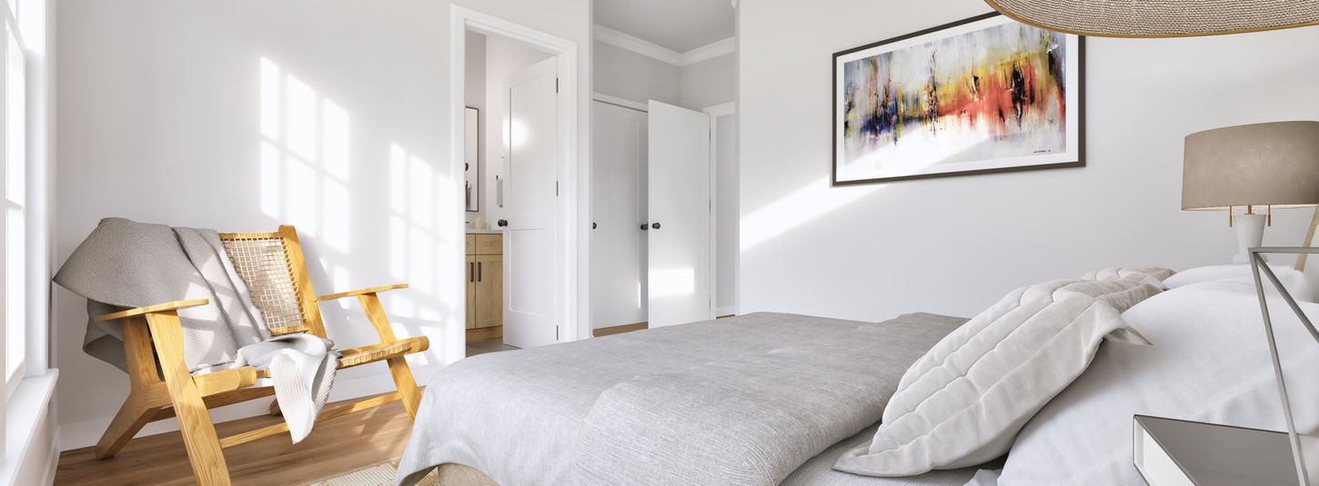 Comfortable bedroom with attached full bath