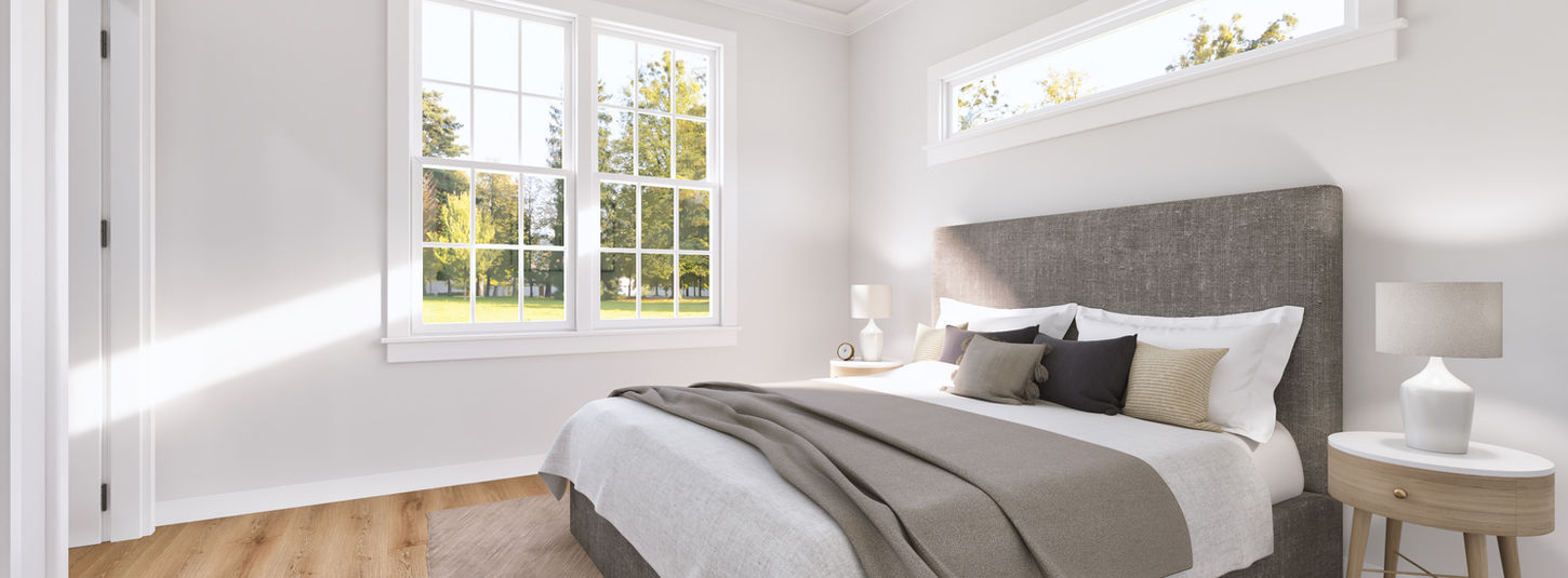 Well-lit bedroom with room for furnishings