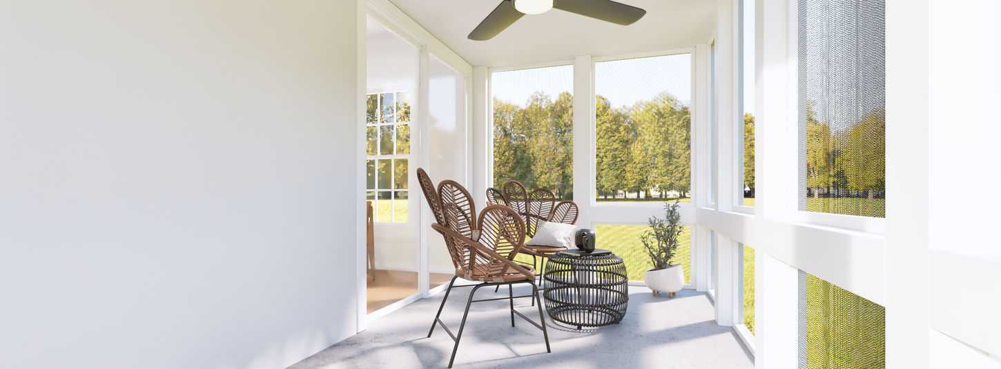 Covered porch with outdoor living space