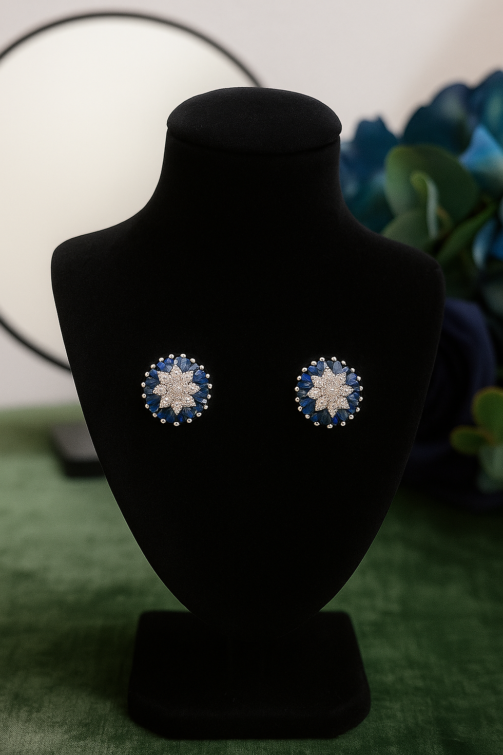 Dazzling AD CZ Earrings with Full Stone Work in Rhodium Finish