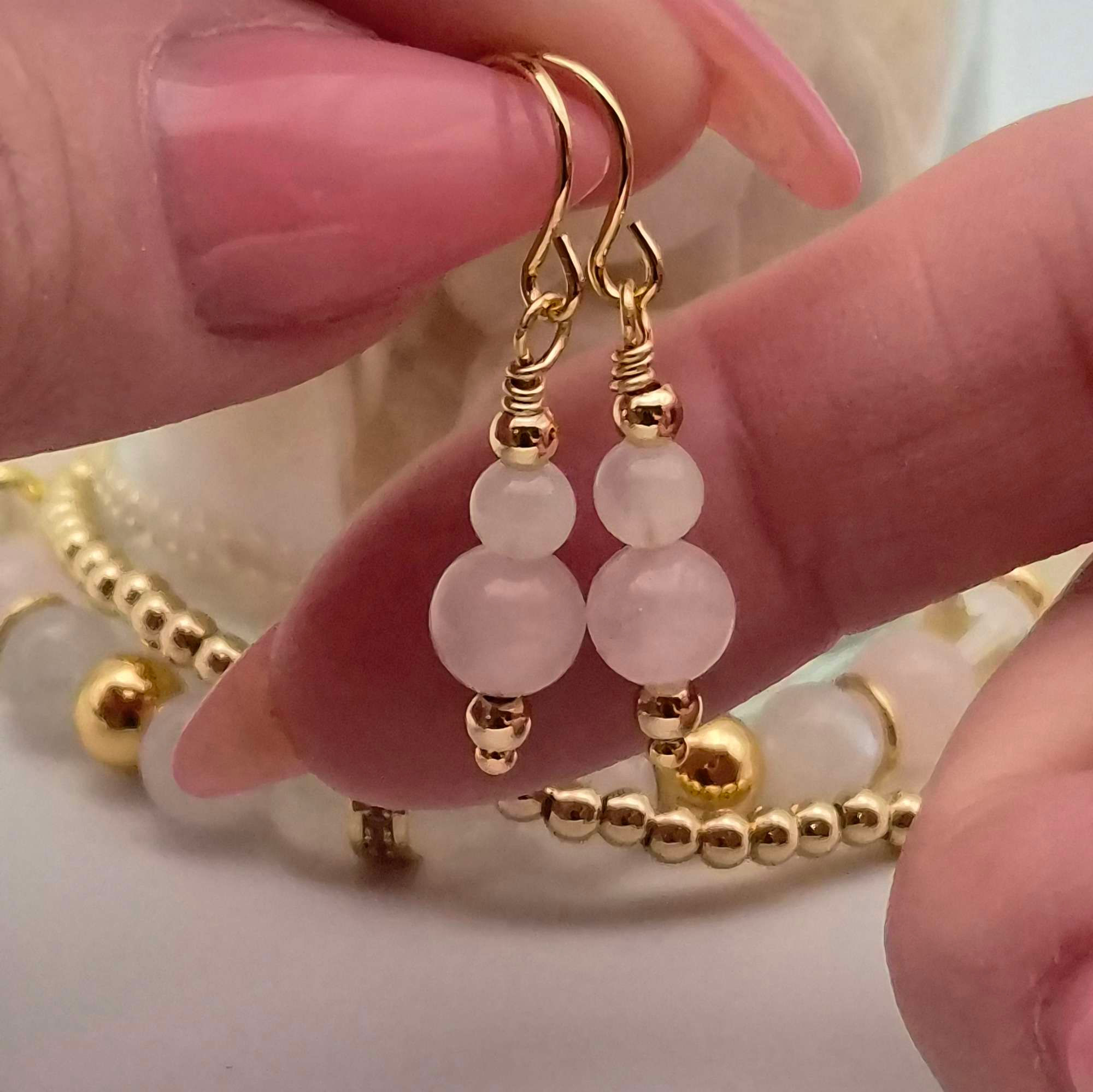 Pink Moon Earrings Close Up
