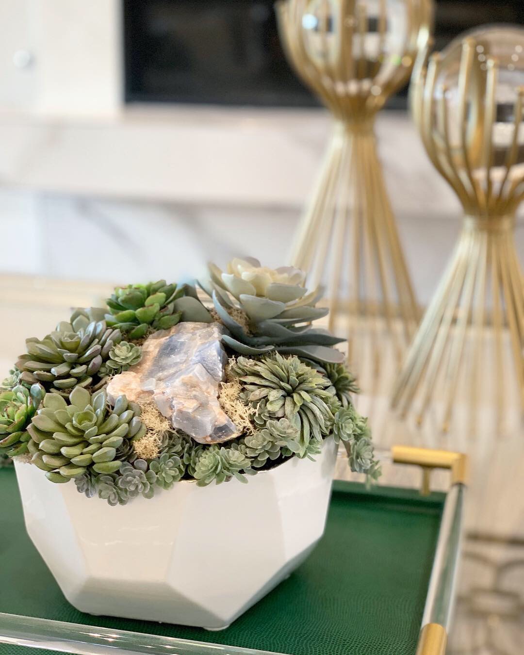 Mixed Succulent with crystal