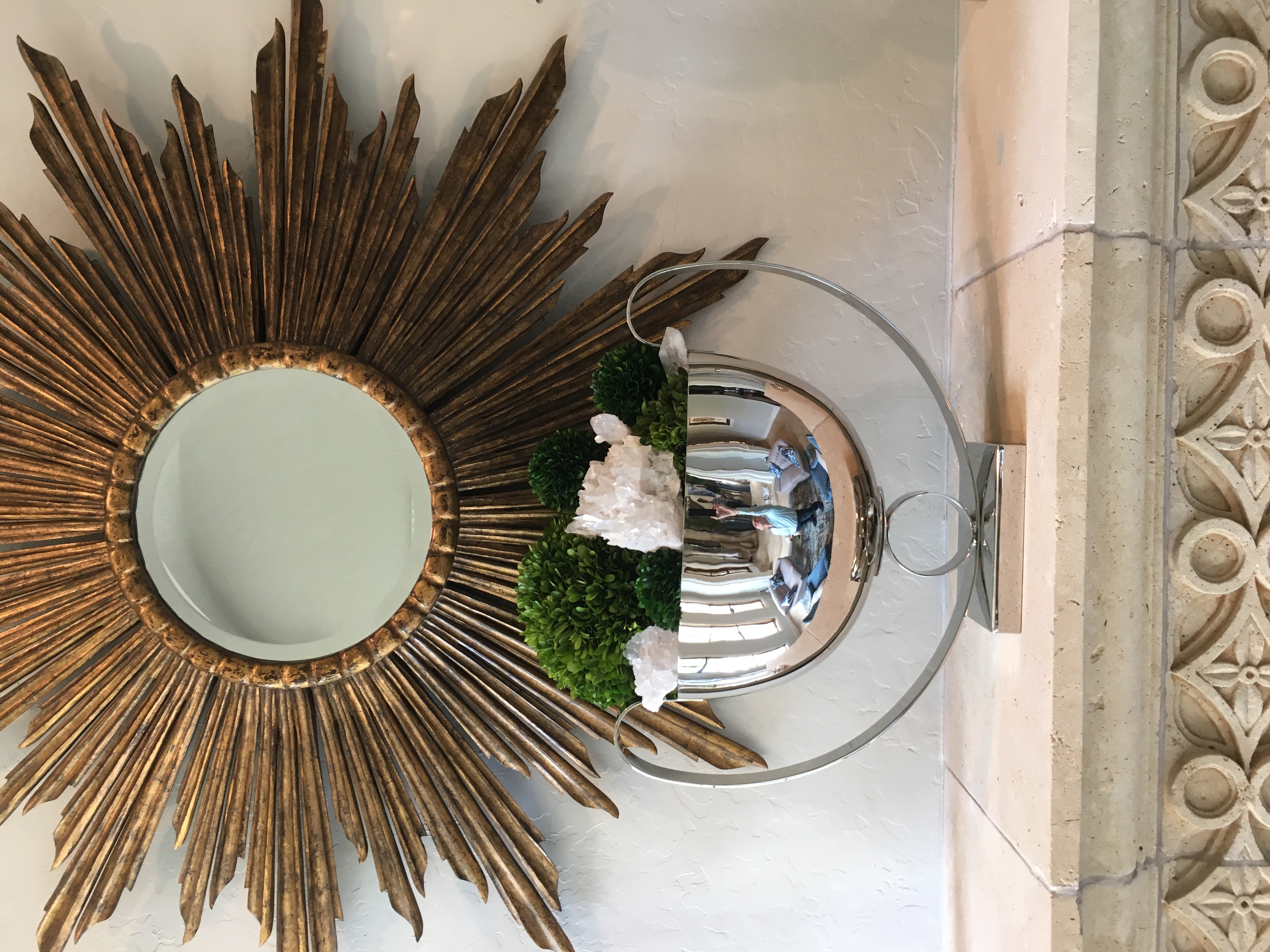 Container, geodes, and Boxwood