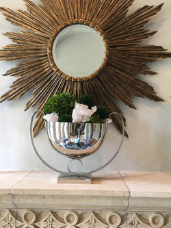 Container, geodes, and Boxwood