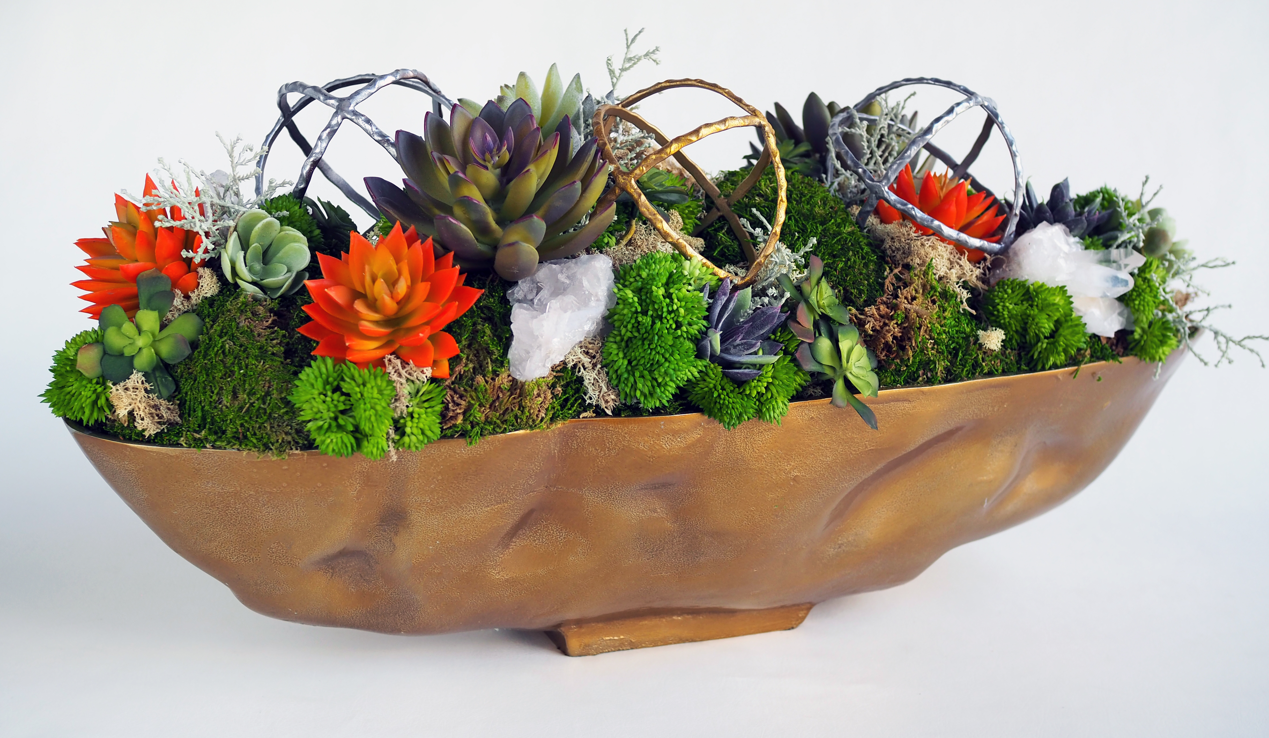 Mixed succulent and crystals