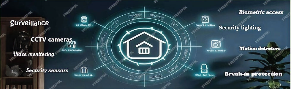 Innovative Smart Home Security System Featuring Biometric Access, CCTV, and Motion Sensors.