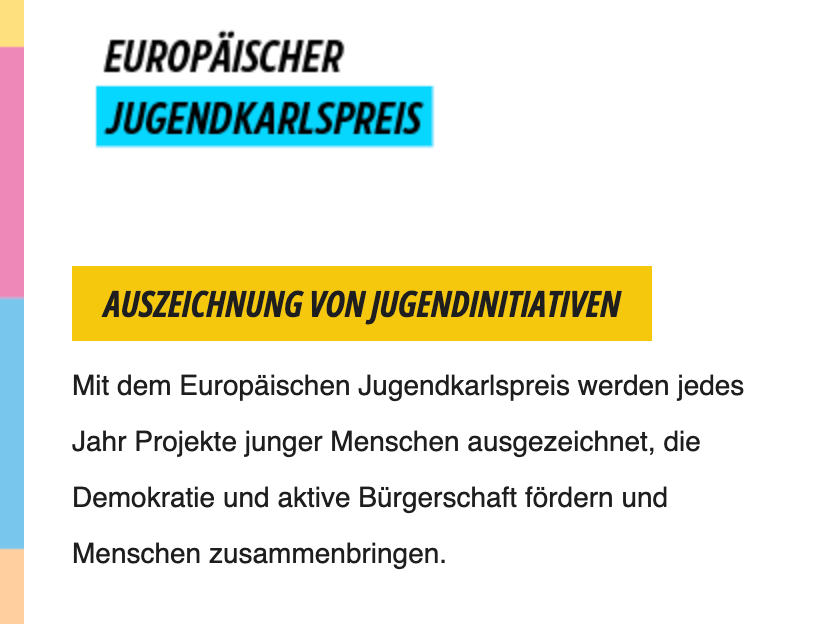 Auszeichnung für die besten Jugendprojekte zur Förderung der Demokratie und der aktiven Bürgerschaft in der EU.