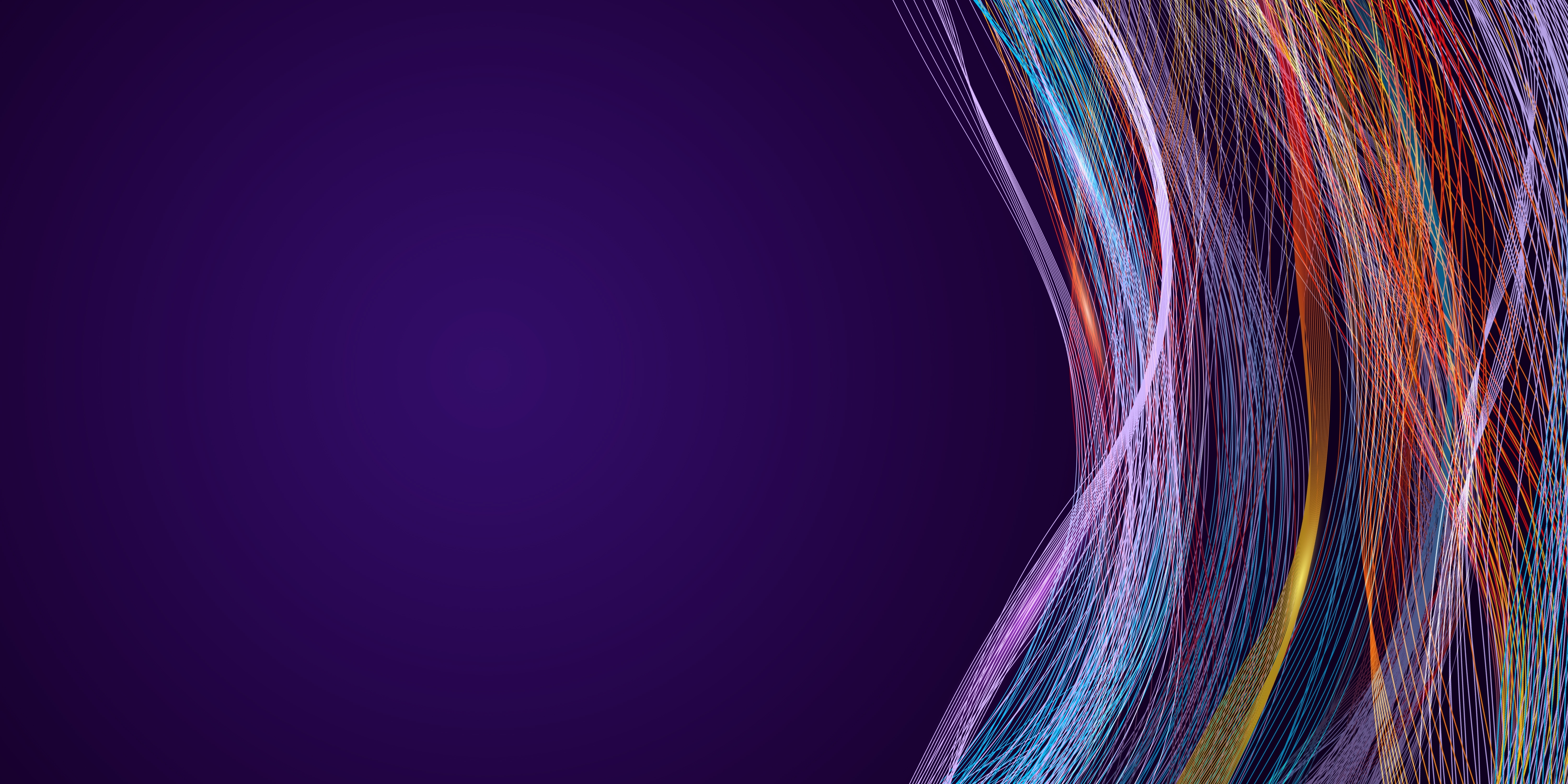 Abstract multicolored thin wires on a dark purple background