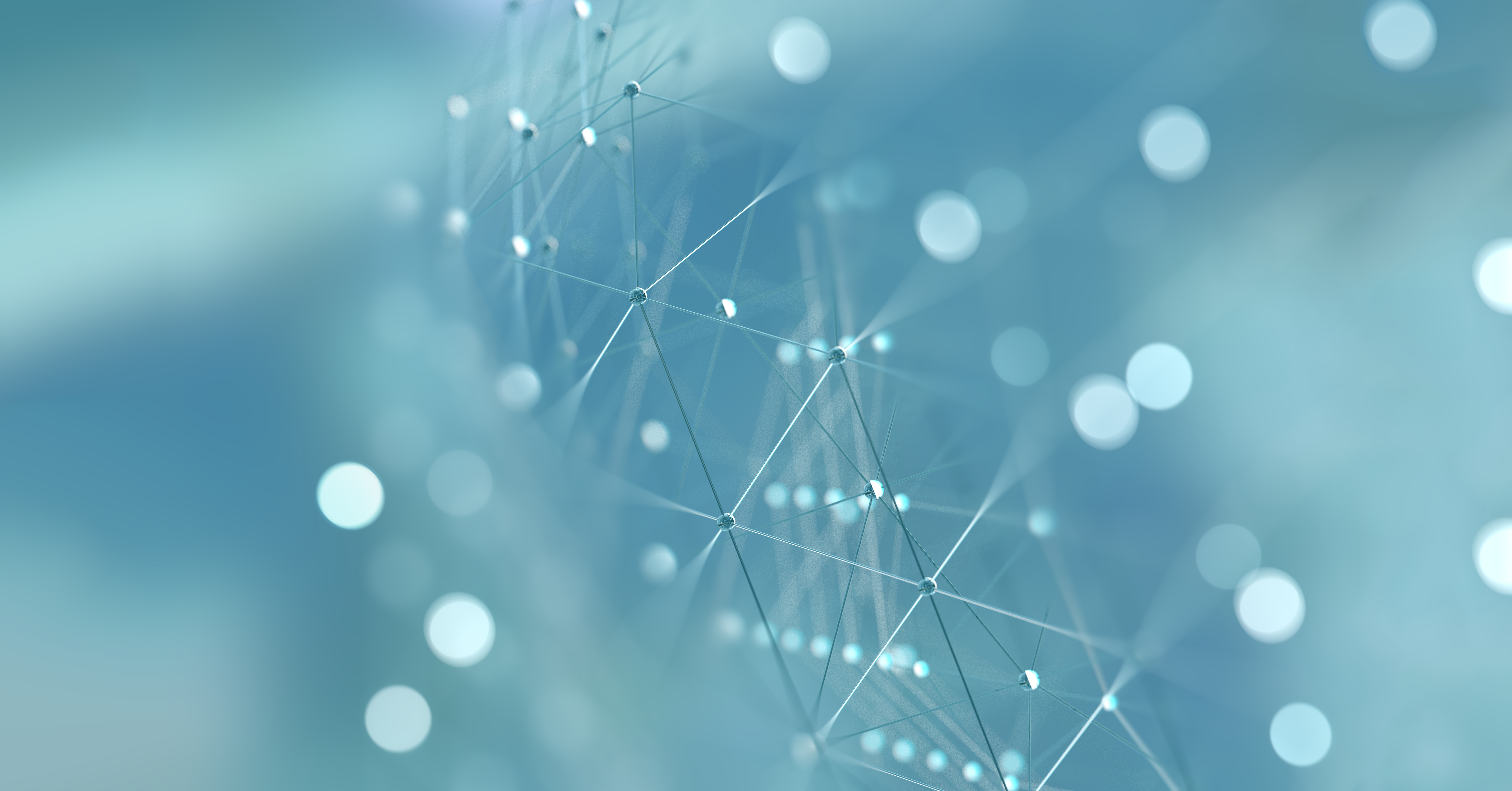 Abstract connected digital white dots on a blue background