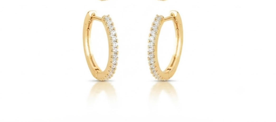 BRINCO ARGOLA CLICK CLÁSSICA ELEGANCE COM ZIRCÔNIAS - OURO