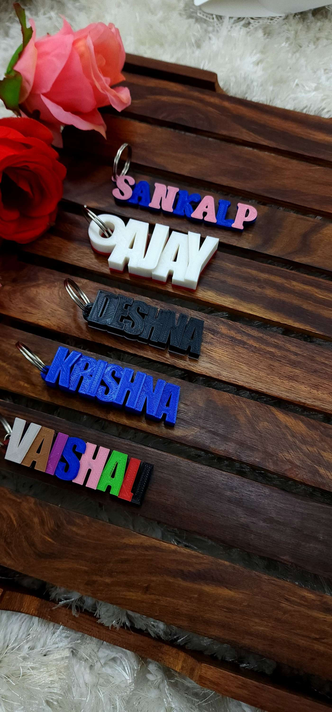 3d printed keychain name bold letters 