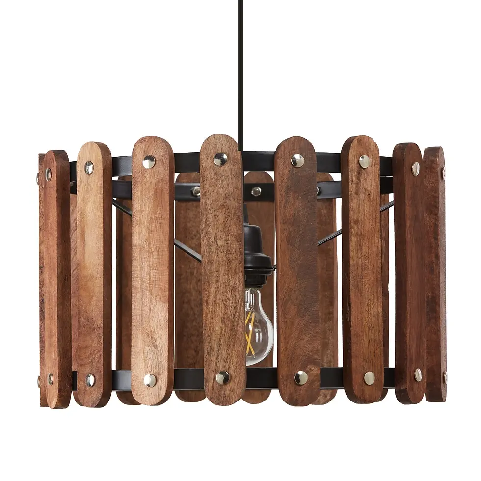 Wrenley Metal + Wood Hanging Pendant Lamp