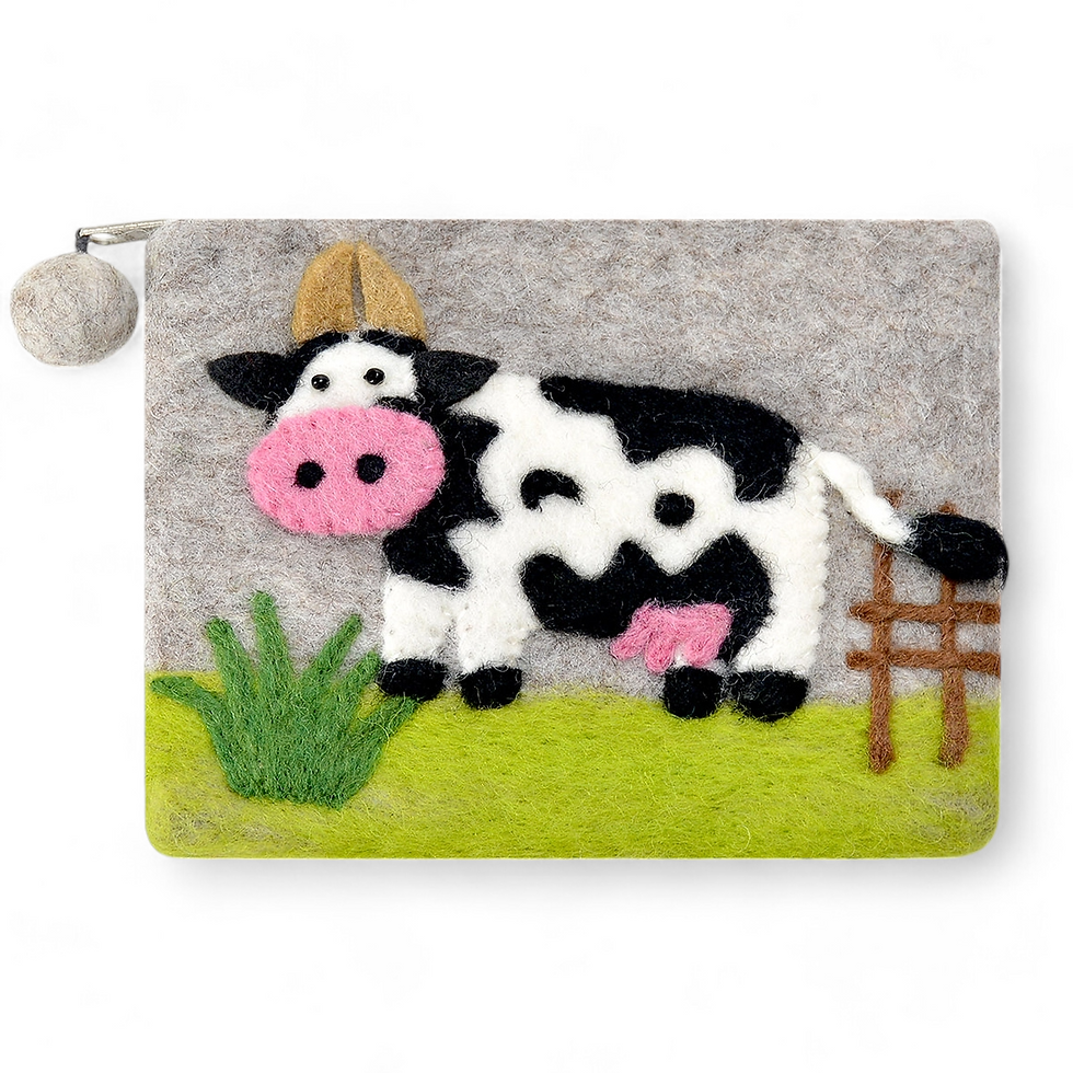 Cow Felted Coin Purse