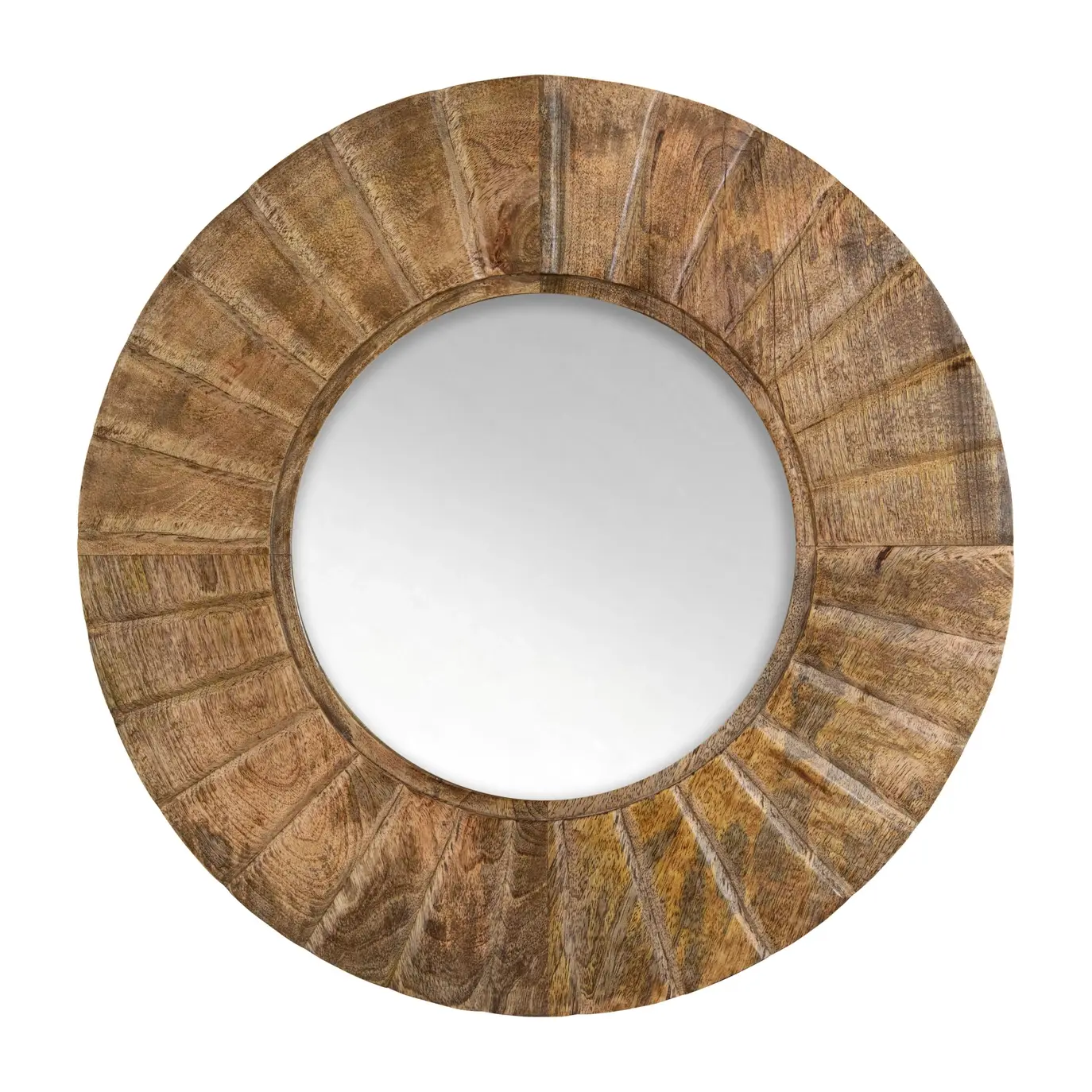 Carved Wood Mirror with Sunburst Design