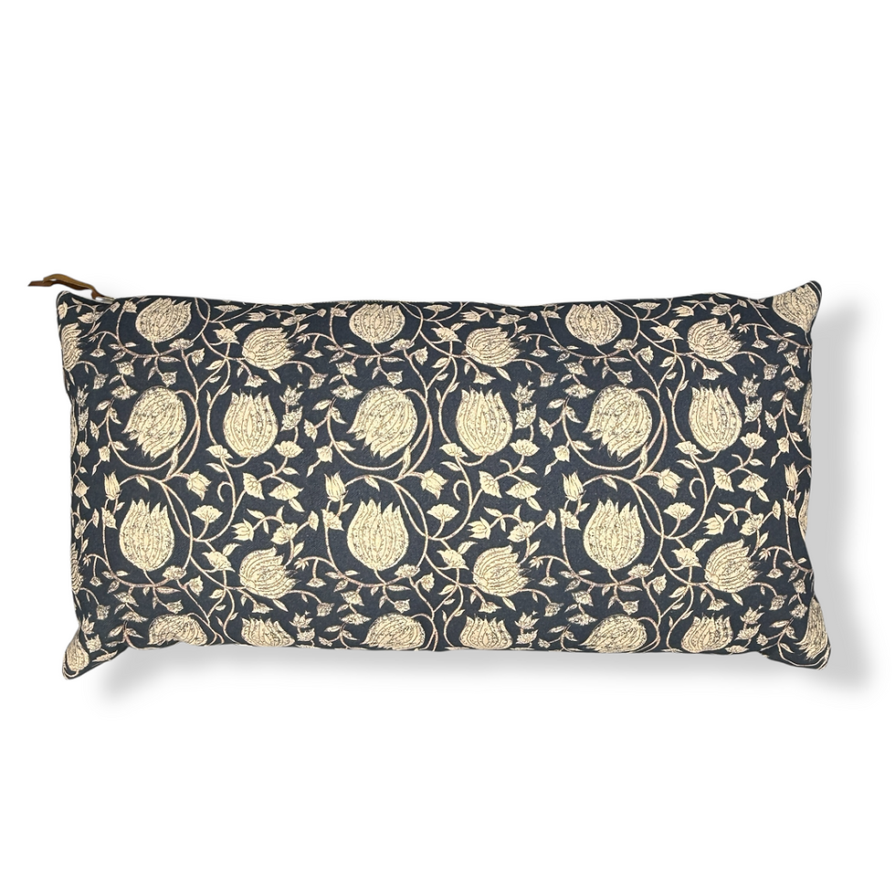 Navy Block Print Lumbar Pillow