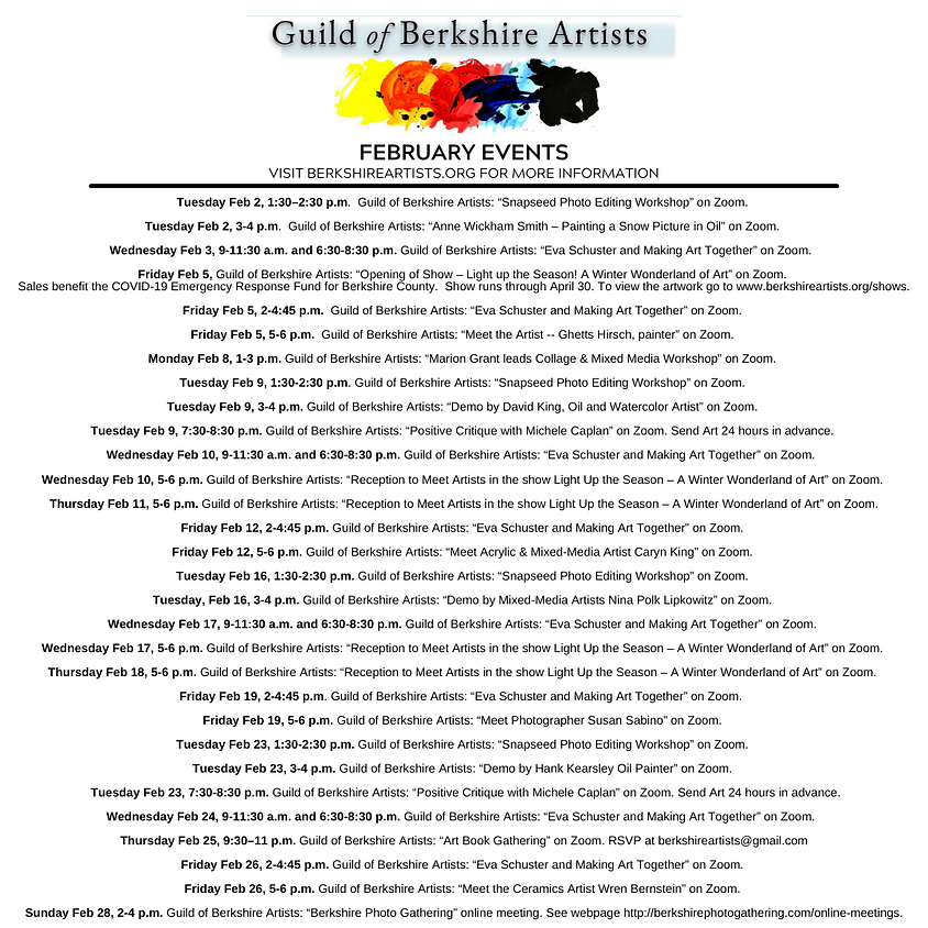 Guild of Berkshire Artists - February Events