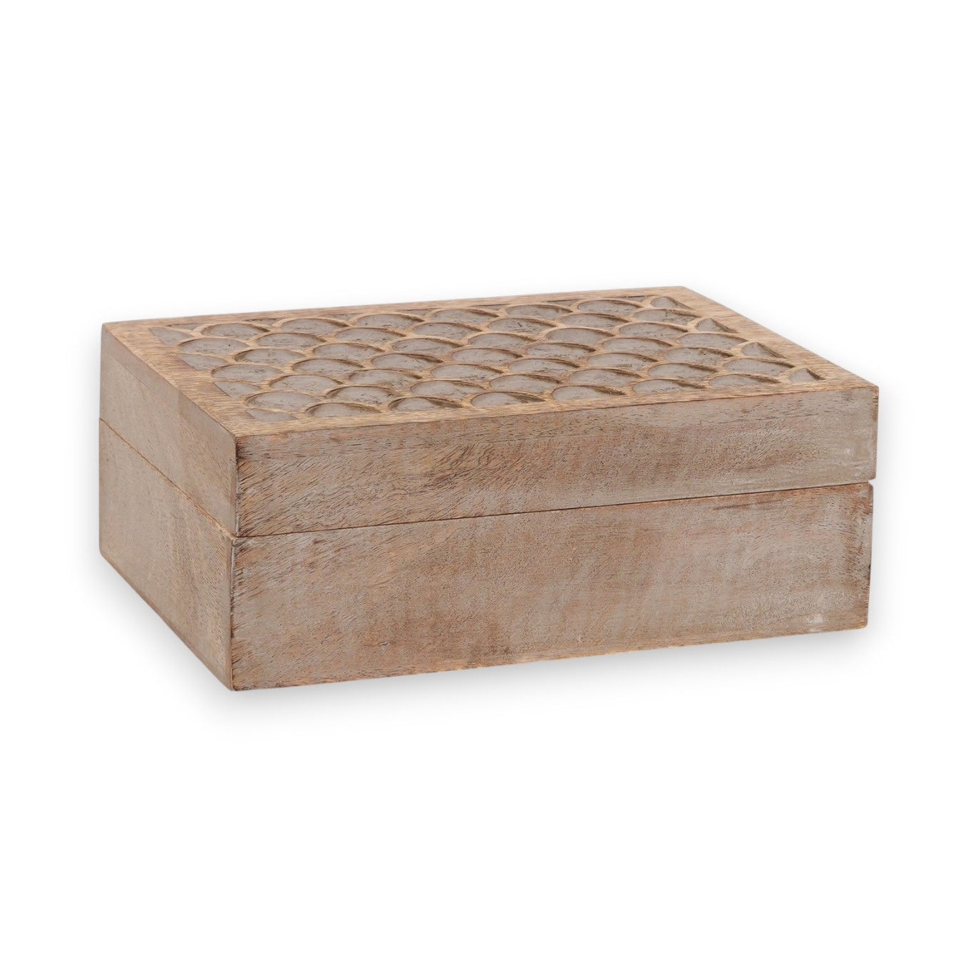 Carved Wood Scalloped Design Box