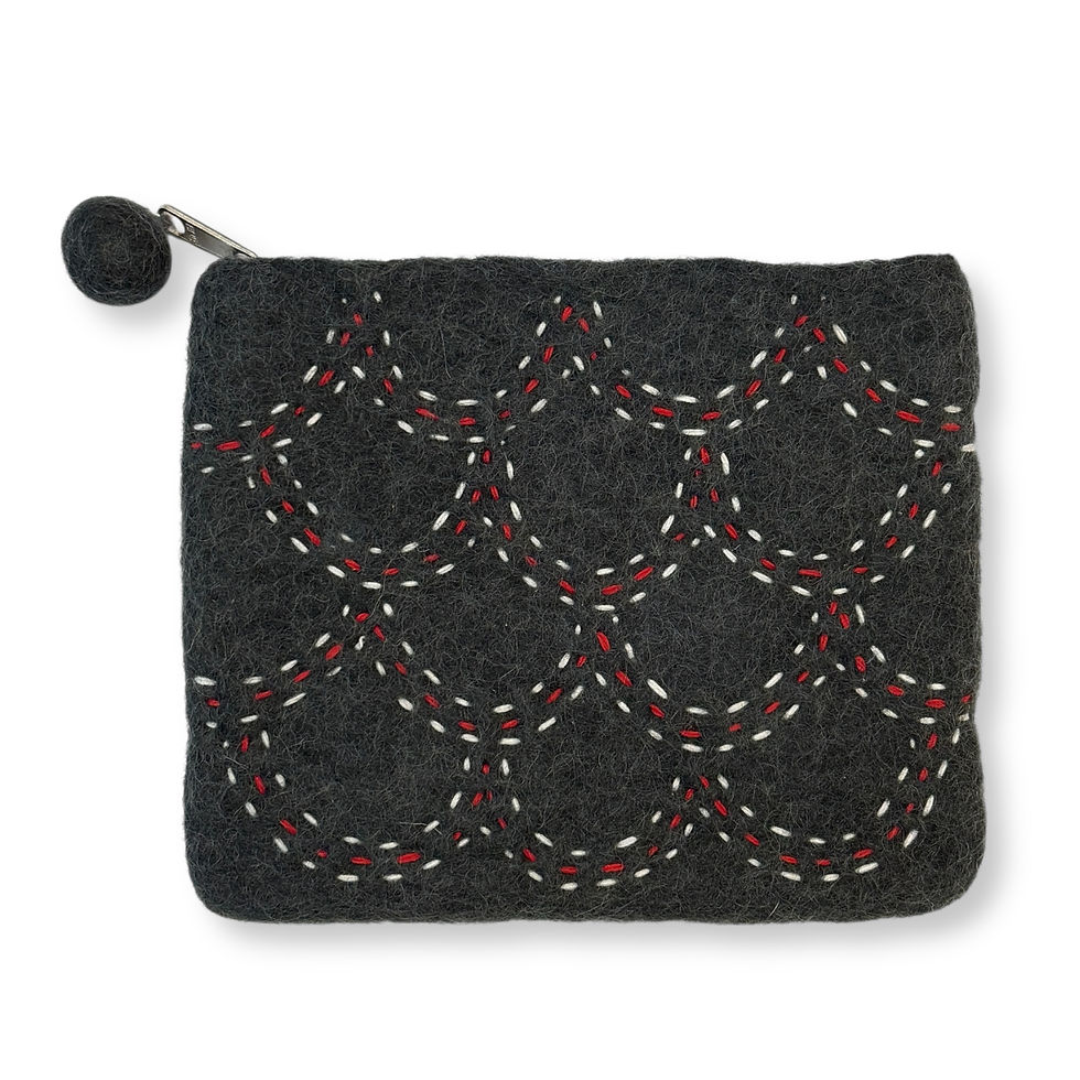Curve Stitch Felted Wool Coin Purse