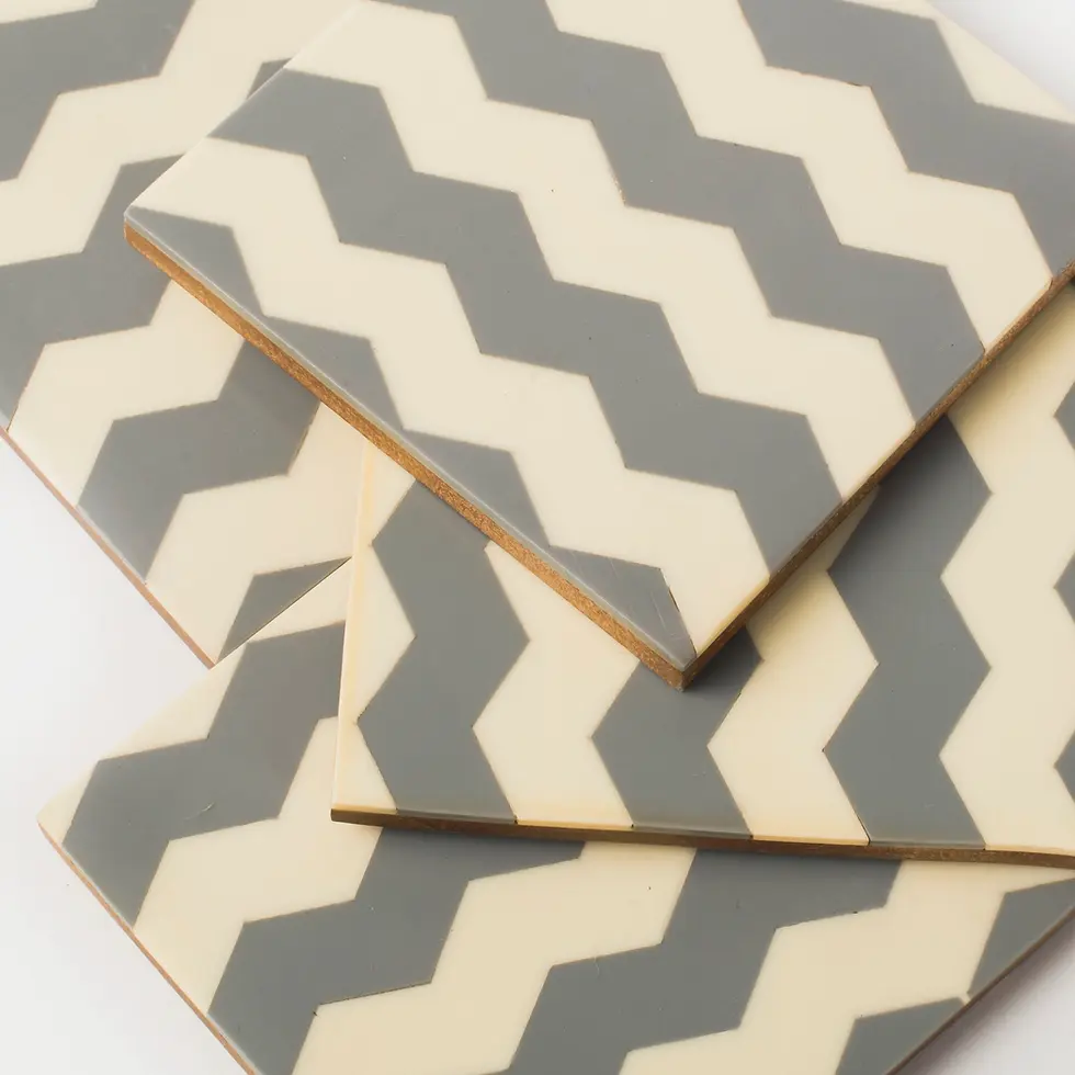 Thumbnail: Grey + Ivory Chevron Coaster Set of 4