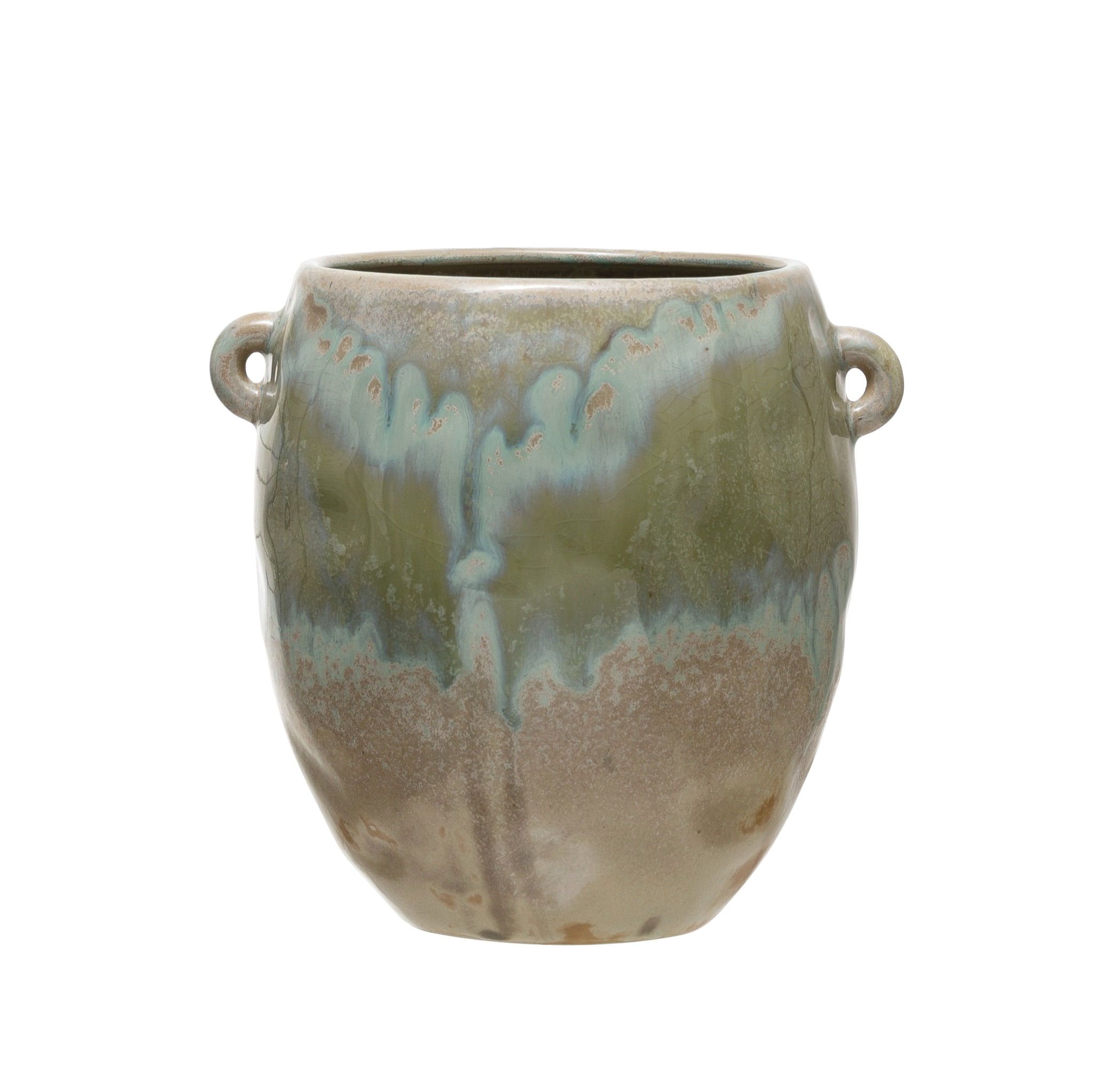 Stoneware Crock with Green Glaze