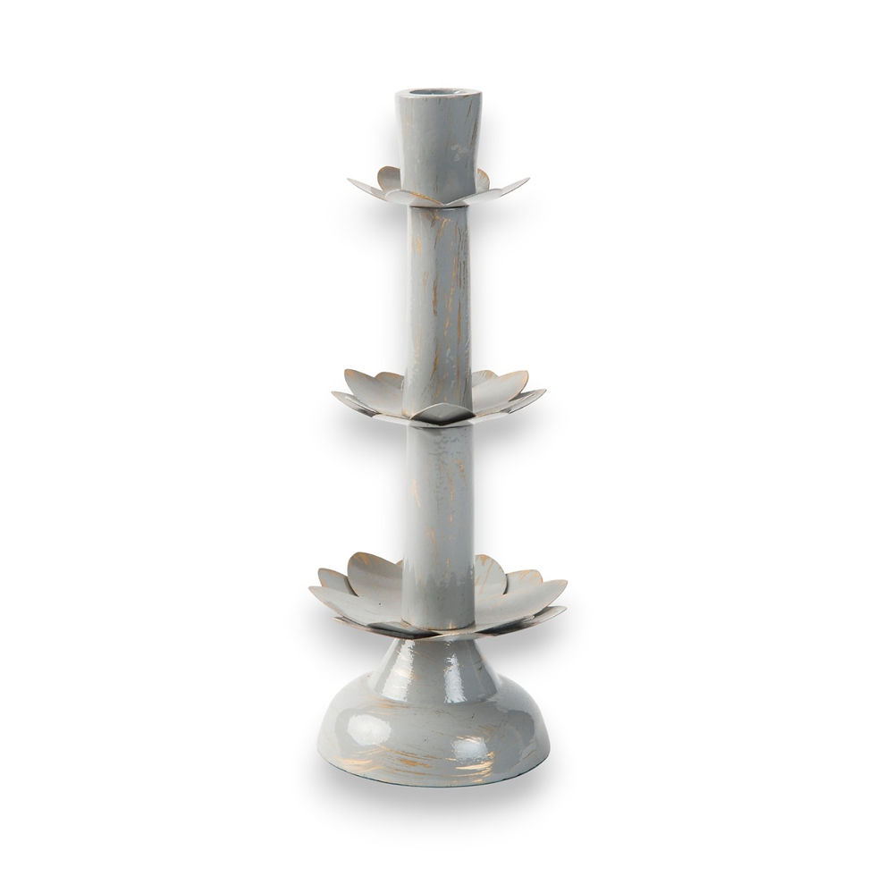 Lotus Bloom Grey Taper Candleholder