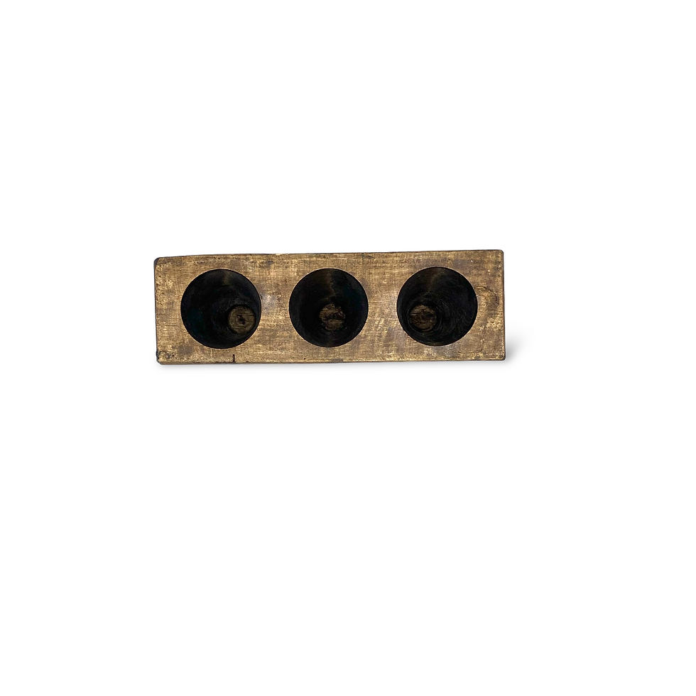 Thumbnail: Wooden Sugar Mold with 3 Holes