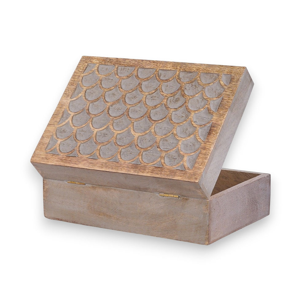 Carved Wood Scalloped Design Box