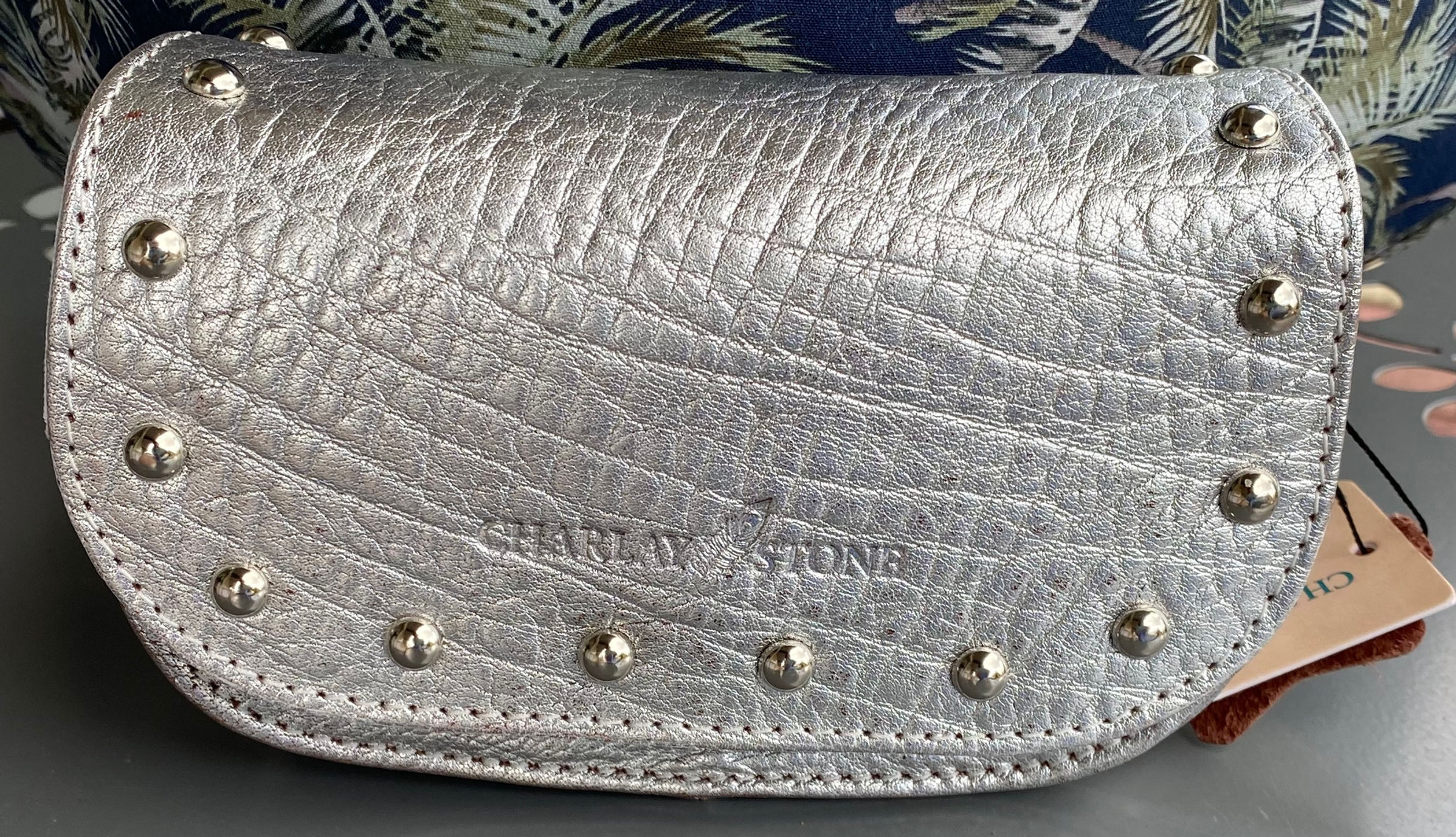 Sac Cuir Shrunken Silver Rivets charlay Stone