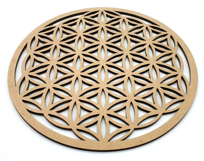 Plaque Fleur de Vie Sculptée Bois 20cm