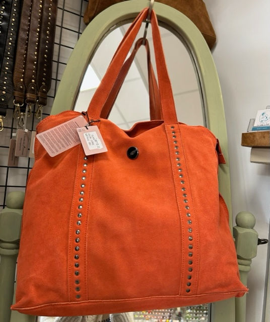 Sac OLIVIA tout cuir suede corail