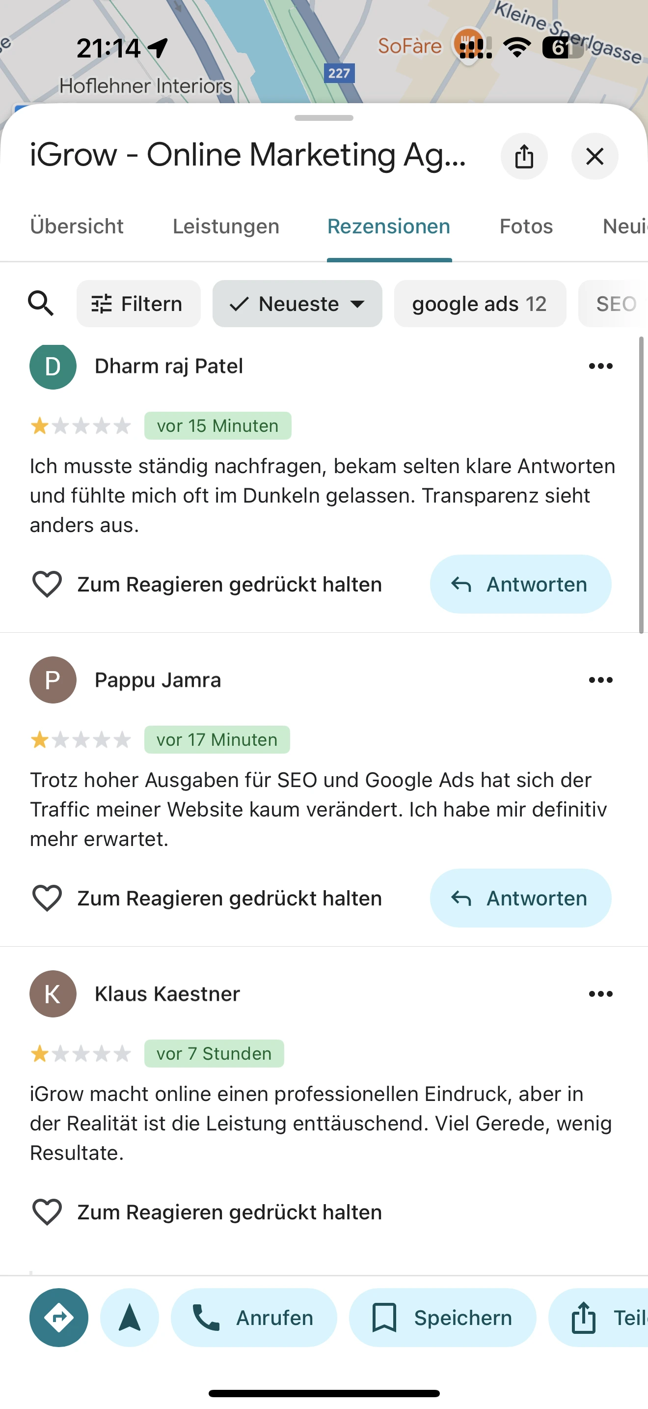negative bewertung screenshot1