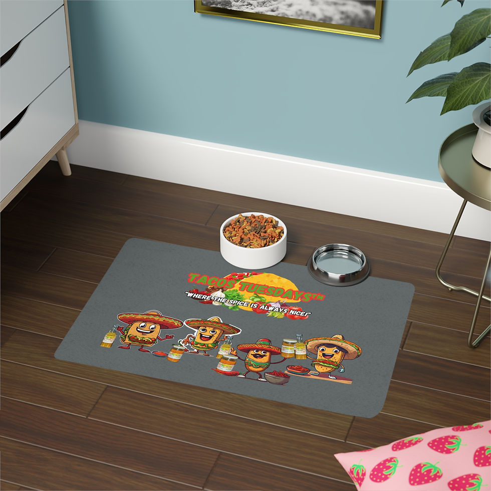 Thumbnail: The Tacos Tuesdays™ & Logo - Pet Food Mat (12x18)