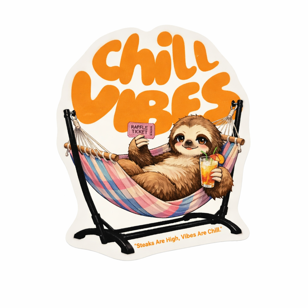 Sloth Chill Vibe Vinyl Sticker – 2.5” W x 3” H
