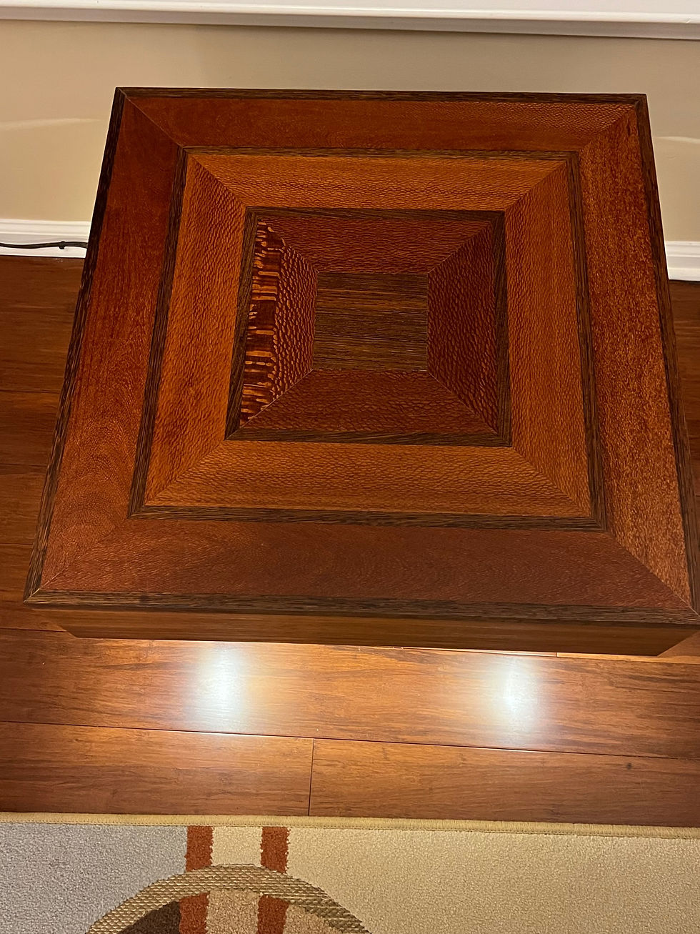 Thumbnail: Lacewood, Wenge, Walnut Pyramid Accent Table (Lighted)