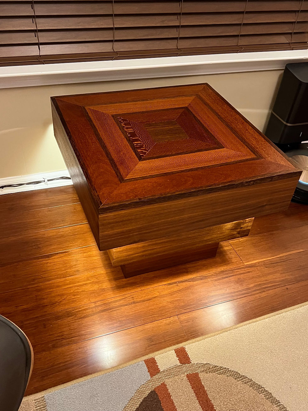 Thumbnail: Lacewood, Wenge, Walnut Pyramid Accent Table (Lighted)
