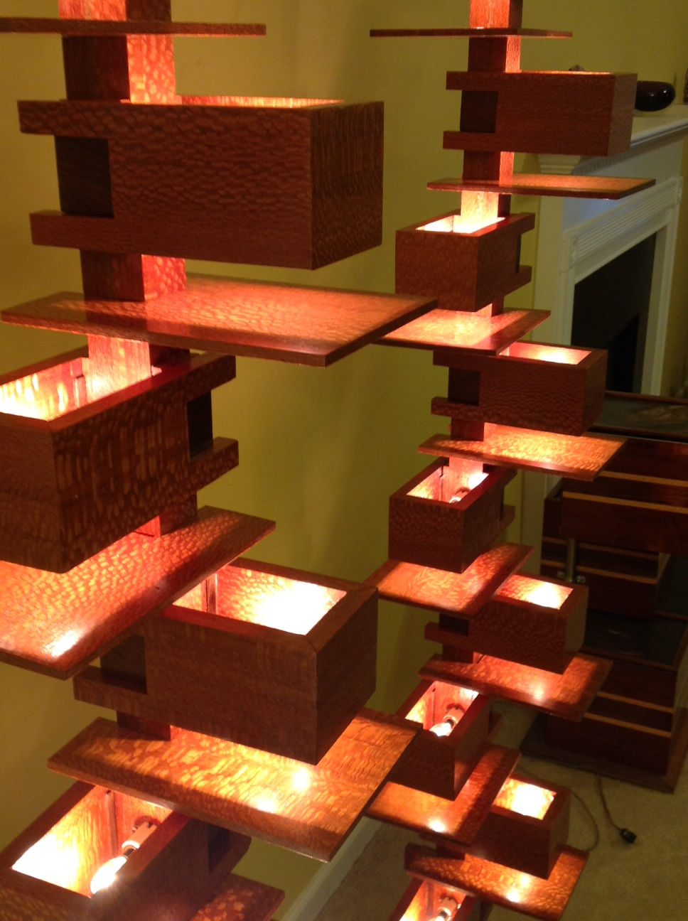Thumbnail: Frank Lloyd Wright Taliesin 2 Lamp in Leopardwood and Peruvian Walnut