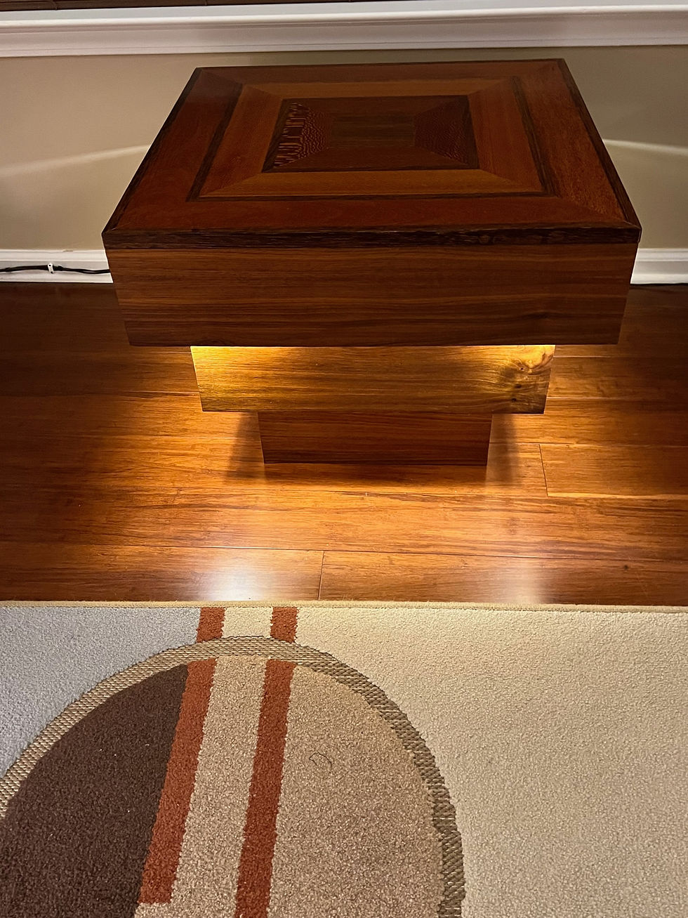 Thumbnail: Lacewood, Wenge, Walnut Pyramid Accent Table (Lighted)